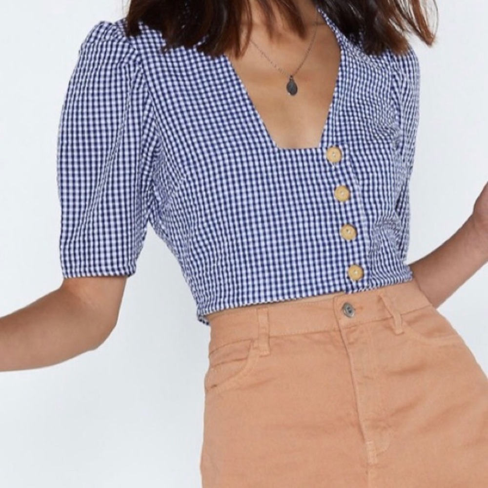 Gingham Crop Blouse